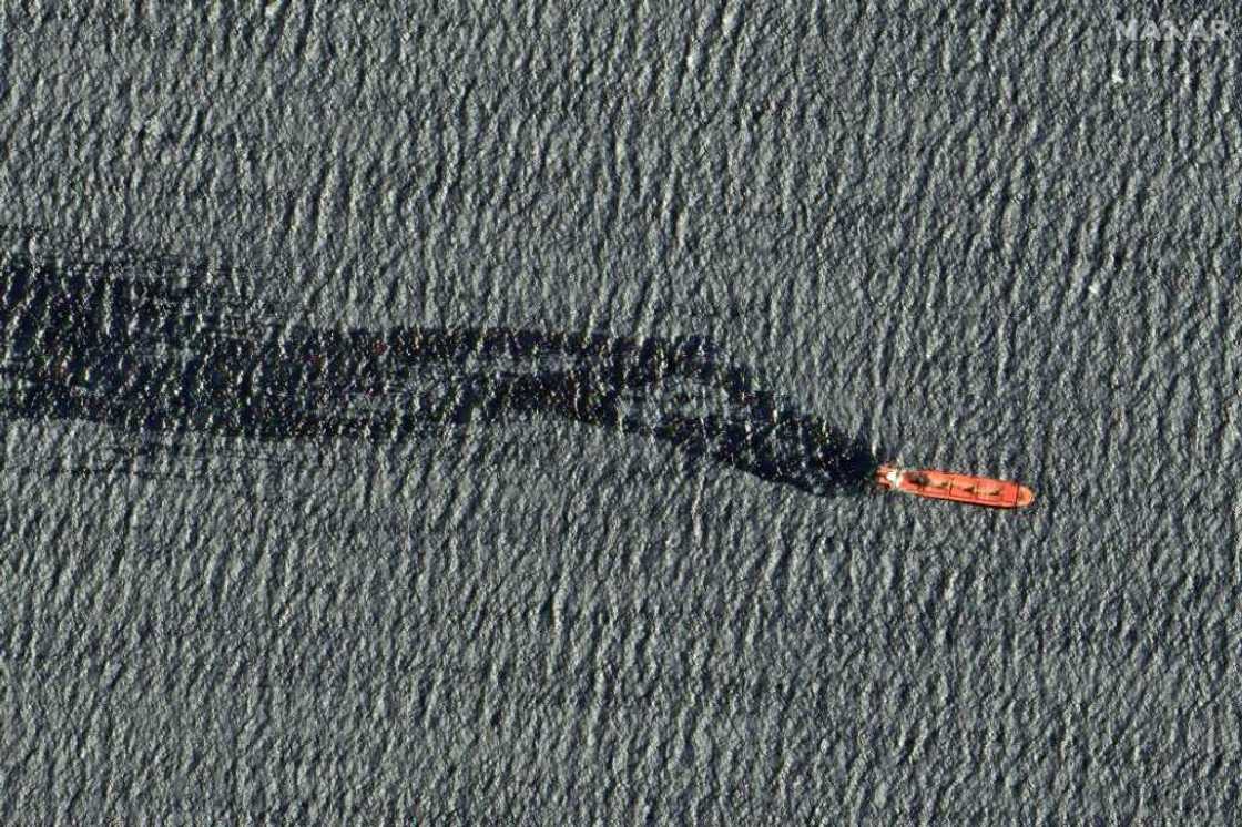 A satellite image taken on March 2 shows the Rubymar cargo ship, nearly two weeks after it was damaged in a Huthi-claimed strike A satellite image taken on March 2 shows the Rubymar cargo ship, nearly two weeks after it was damaged in a Huthi-claimed strike