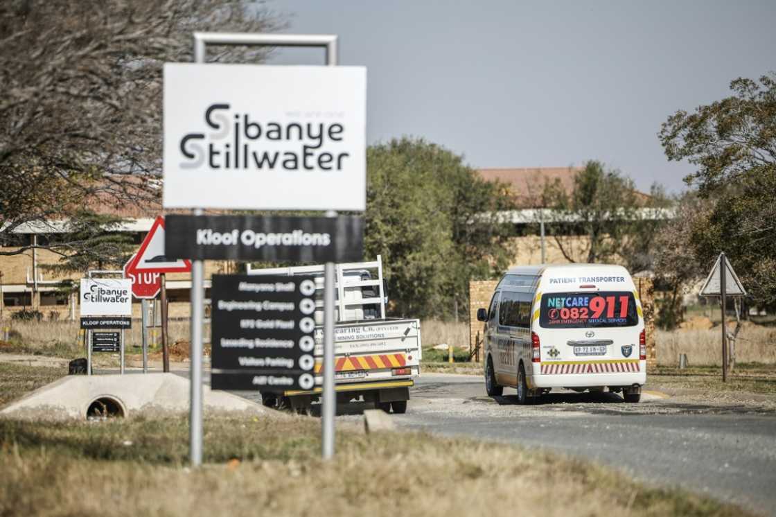 An emergency vehicle arrives at a South African where 260 employees were stuck underground An emergency vehicle arrives at a South African where 260 employees were stuck underground