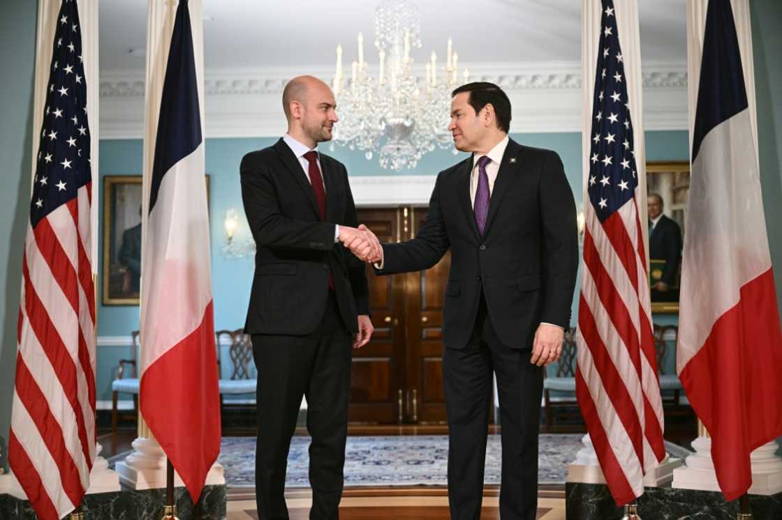 French Foreign Minister Jean-Noel Barrot (L) met with his US counterpart Marco Rubio at the Department of State in Washington, DC on May 1, 2025 French Foreign Minister Jean-Noel Barrot (L) met with his US counterpart Marco Rubio at the Department of State in Washington, DC on May 1, 2025