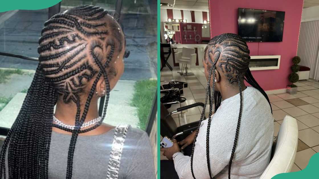 Two examples of lemonade braids with a centre heart Two examples of lemonade braids with a centre heart