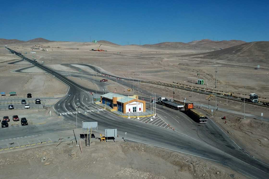 Aerial view of the entrance to Chile's La Escondida mine, the world's largest copper mine Aerial view of the entrance to Chile's La Escondida mine, the world's largest copper mine