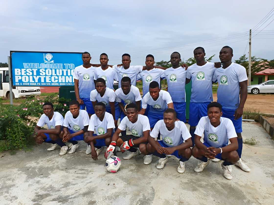 Best Solution Polytechnic, Akure football team posing for a photo Best Solution Polytechnic, Akure football team posing for a photo