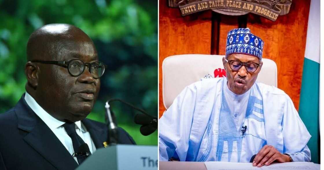 Nana Akufo Ado of Ghana and Nigeria's President, Muhammadu Buhari Nana Akufo Ado of Ghana and Nigeria's President, Muhammadu Buhari