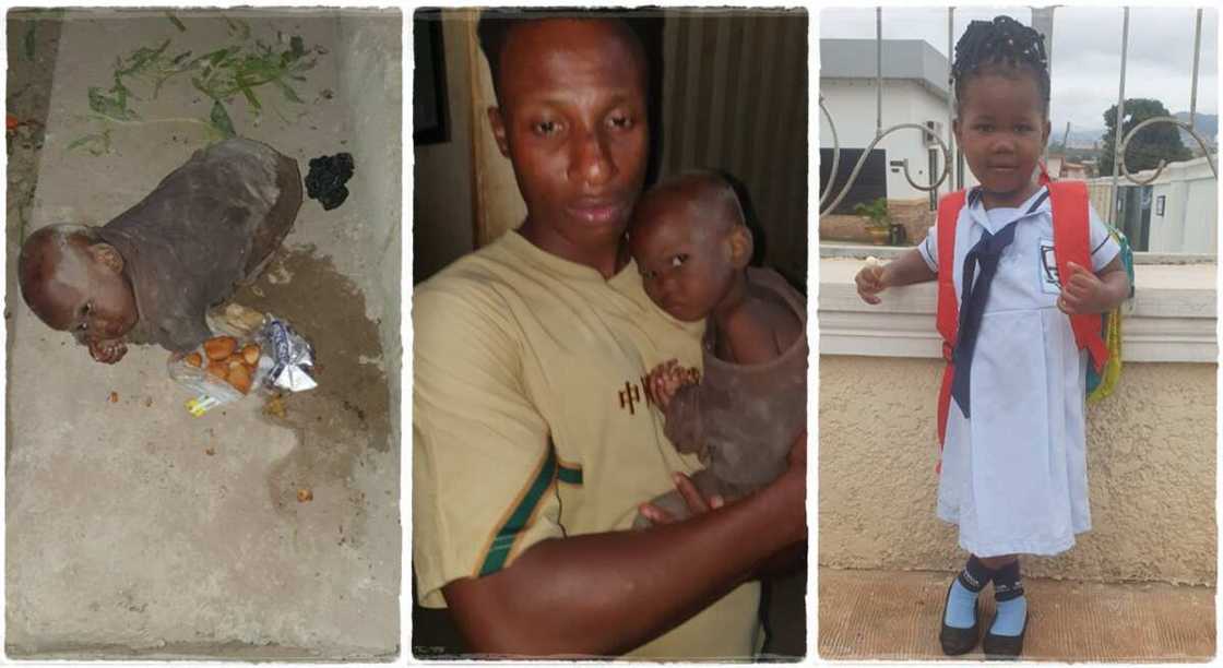 Photos of a child picked from the dustbin.