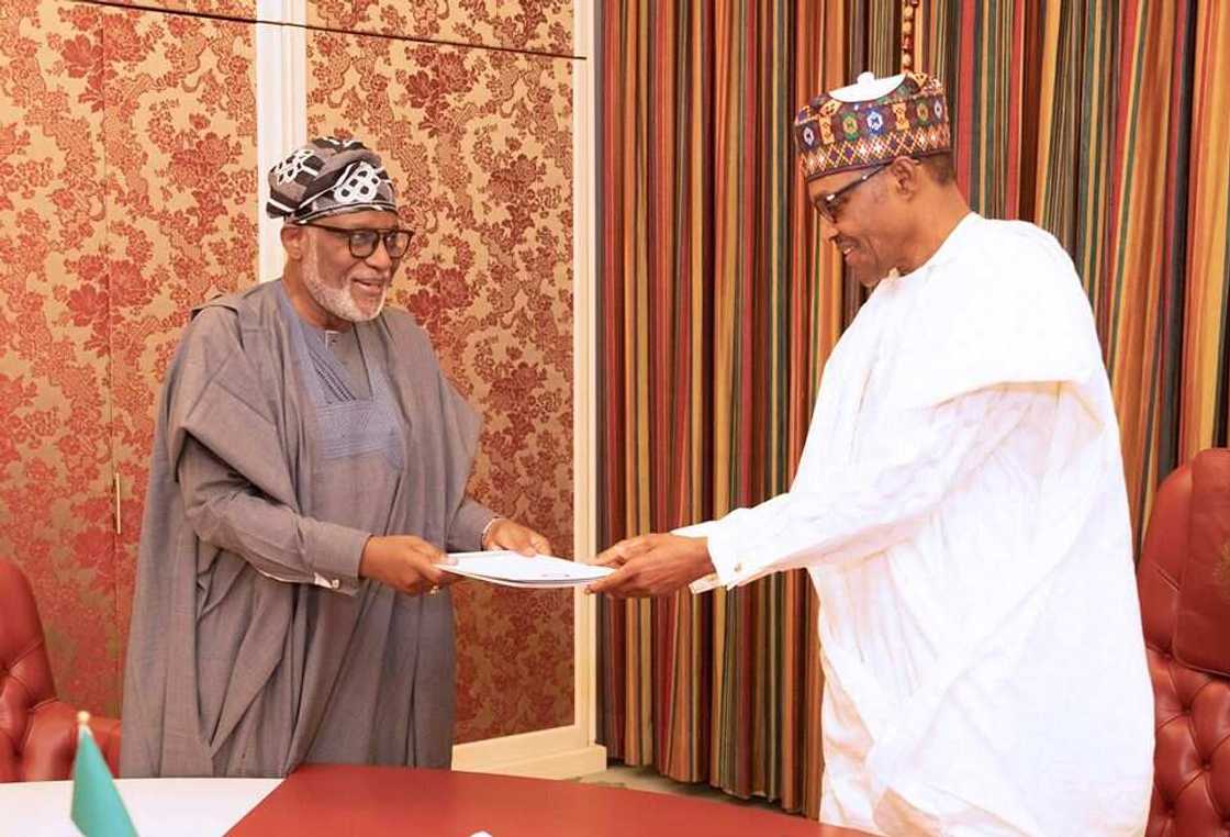 Amotekun: Buhari, Akeredolu meet in Aso Villa