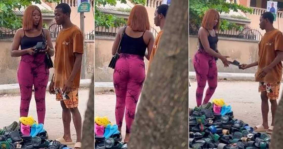 Lady offers her body to slippers seller Lady offers her body to slippers seller