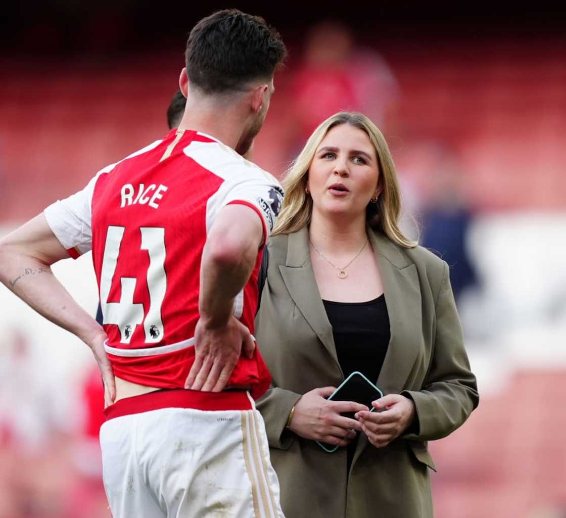 Lauren Fryer talking with his boyfriend, Declan Rice Lauren Fryer talking with his boyfriend, Declan Rice