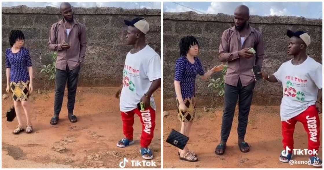 Albino lady, short man Albino lady, short man