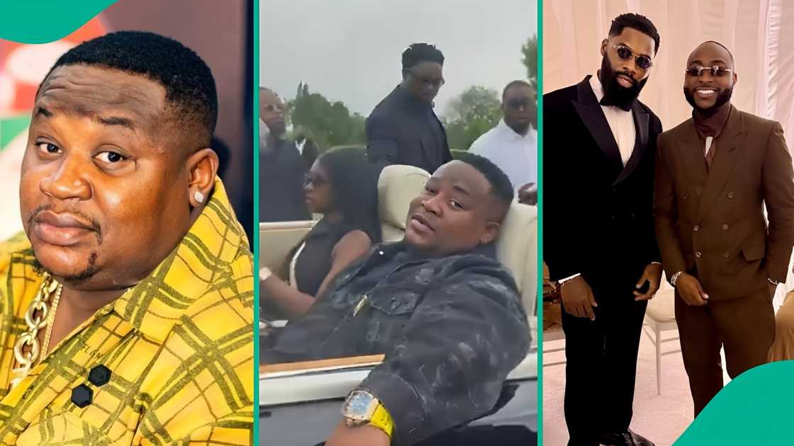 Cubana Chiefpriest spotted in a convertible car after Davido's friend Tiny's burial. Cubana Chiefpriest spotted in a convertible car after Davido's friend Tiny's burial.