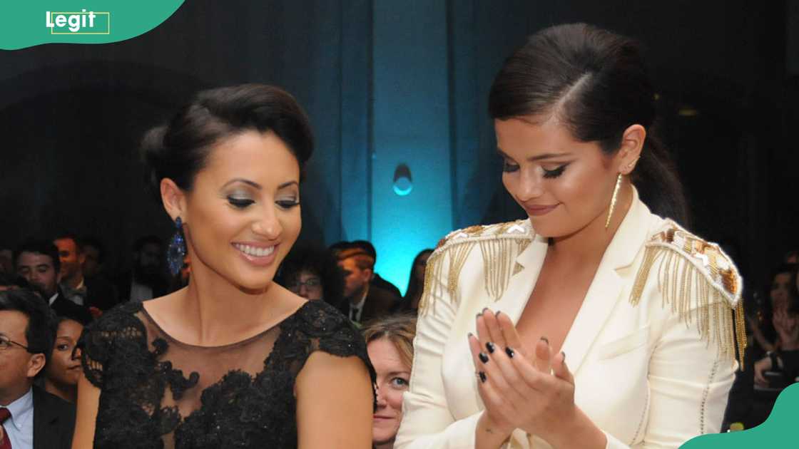 Actress Francia Raisa and actress/singer Selena Gomez at the Sofitel Hotel in Los Angeles, California Actress Francia Raisa and actress/singer Selena Gomez at the Sofitel Hotel in Los Angeles, California