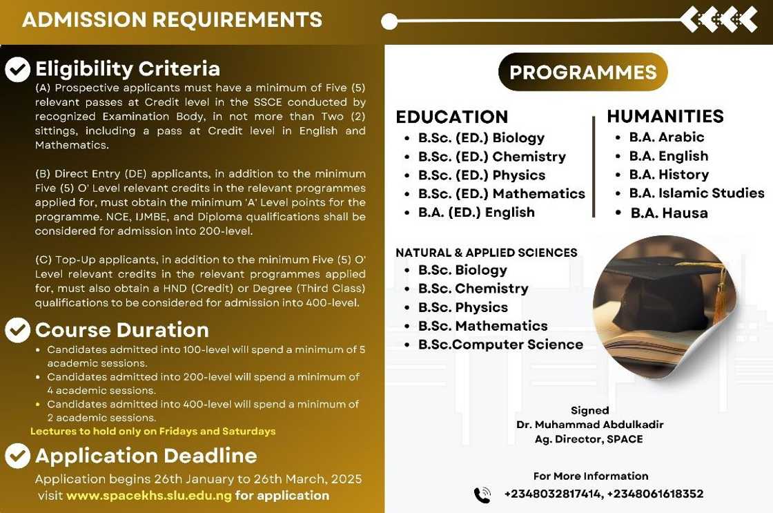 A screenshot of Sule Lamido University admission requirements A screenshot of Sule Lamido University admission requirements