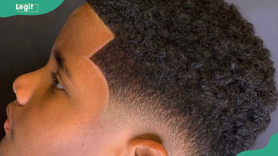 curls and a diagonal fade hairstyle for men