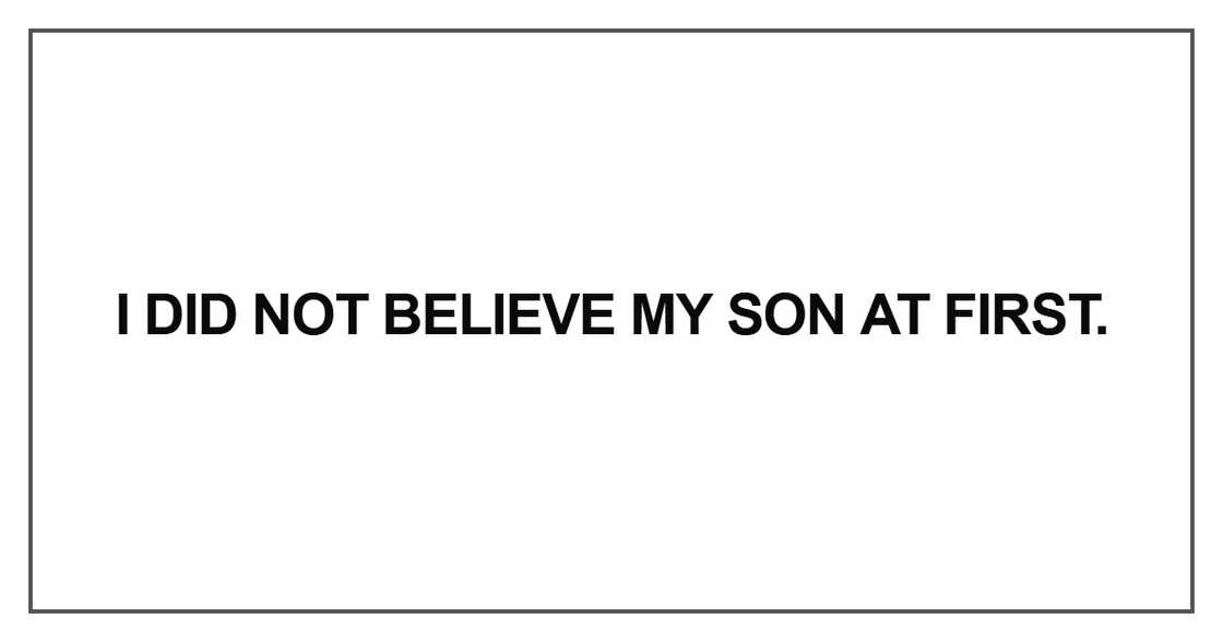 I did not believe my son at first I did not believe my son at first