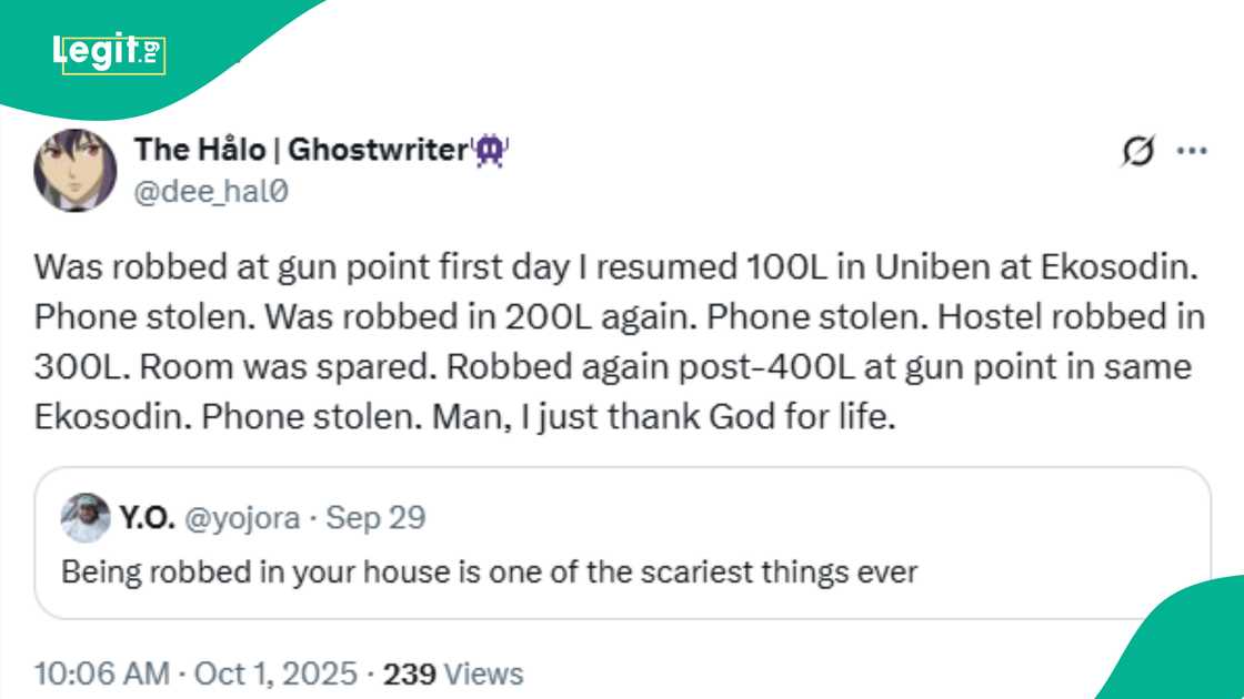 Man shares experience with armed robbers.