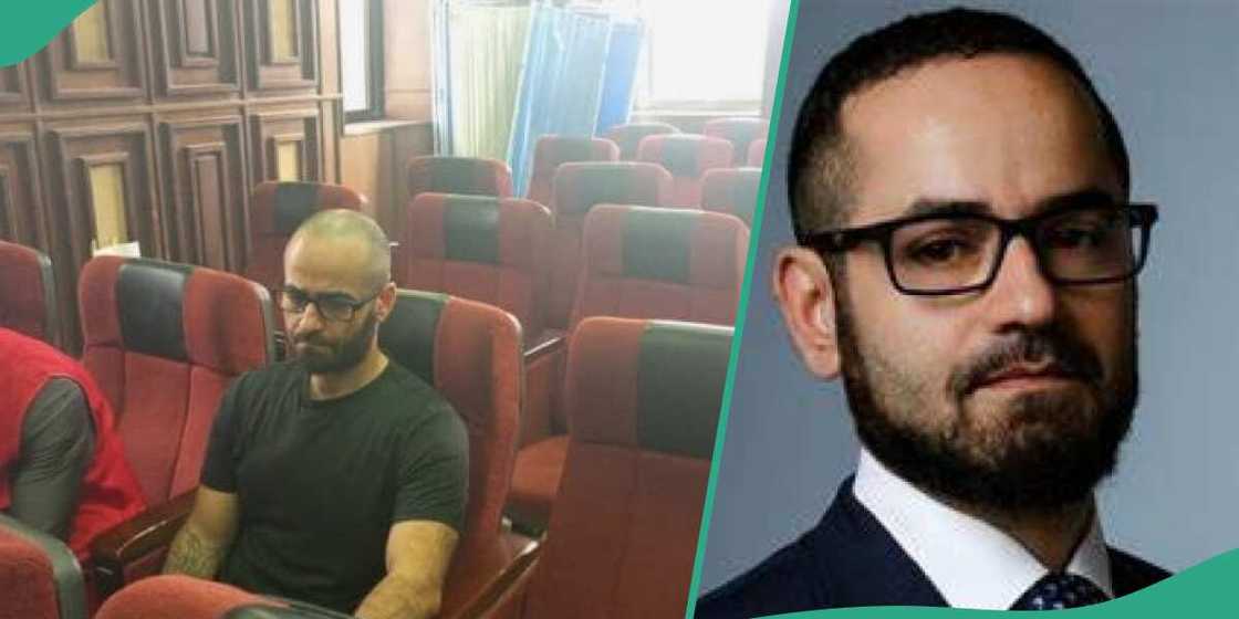 Tigran Gambaryan slumps in court