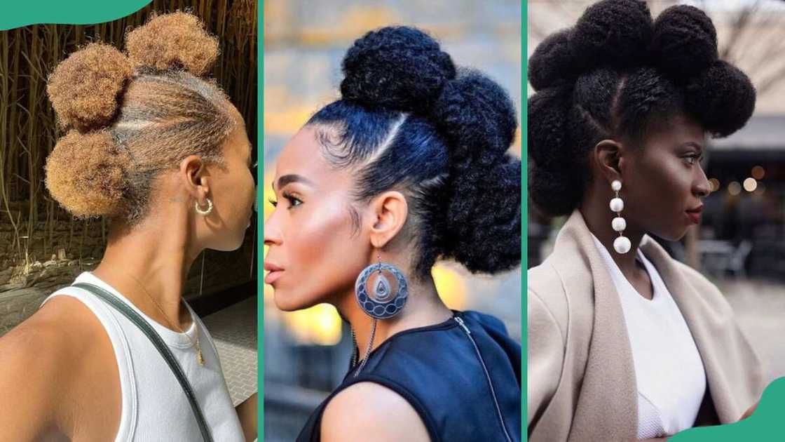 Mohawk-styled kinky buns Mohawk-styled kinky buns