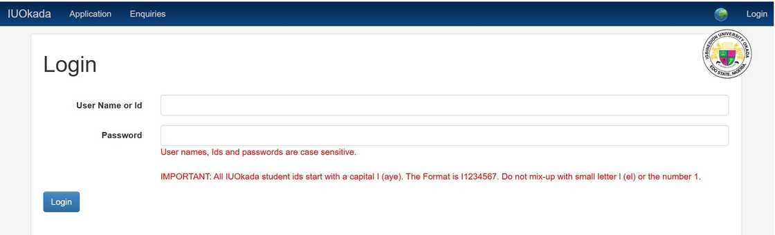 Screenshot of Igbinedion University application portal Screenshot of Igbinedion University application portal