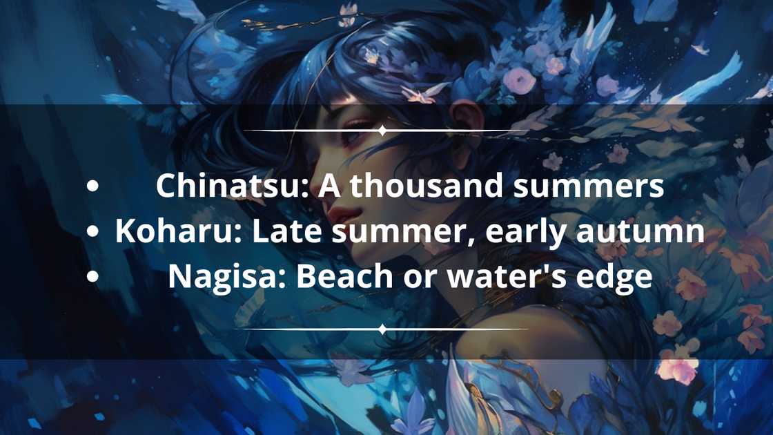 What are some nature and colour inspired anime girls' names? What are some nature and colour inspired anime girls' names?
