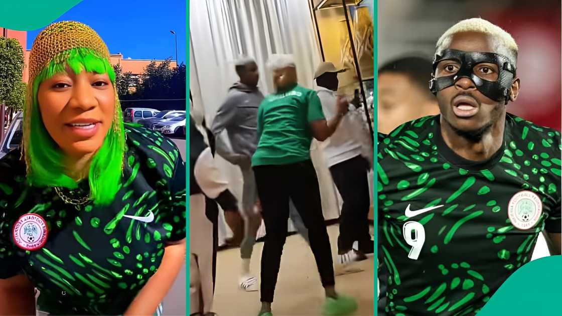 Nigerian fan respectfully greets Victor Osimhen after she met him in Morocco ahead of the AFCON semi final clash.