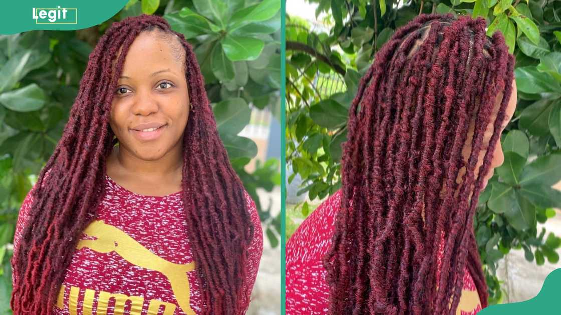 Maroon faux locs