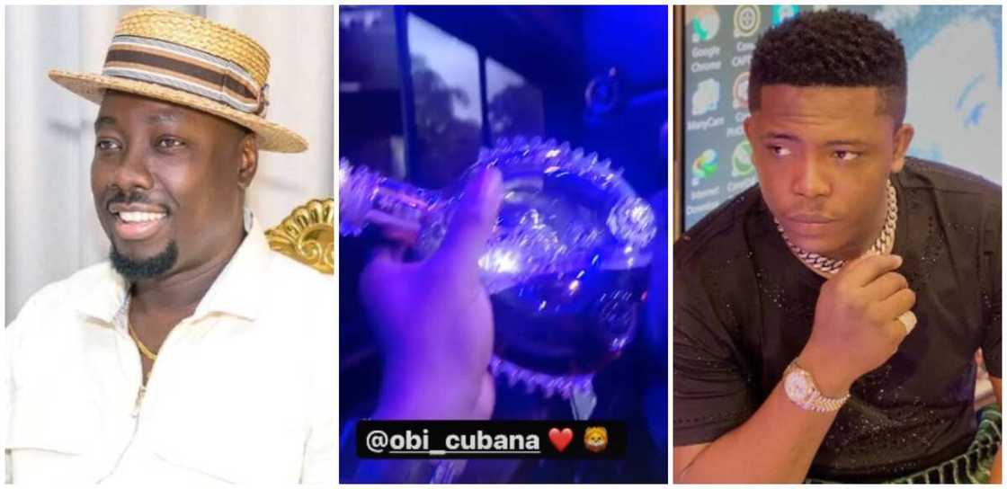 Photos of Obi Cubana and jeweller ObisGallery with a bottle of cognac. Photos of Obi Cubana and jeweller ObisGallery with a bottle of cognac.