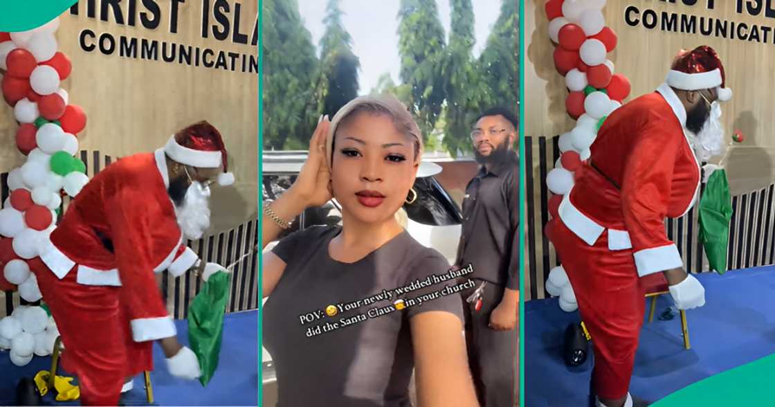 Lady shares how her newly wedded husband dressed as Father Christmas in church Lady shares how her newly wedded husband dressed as Father Christmas in church