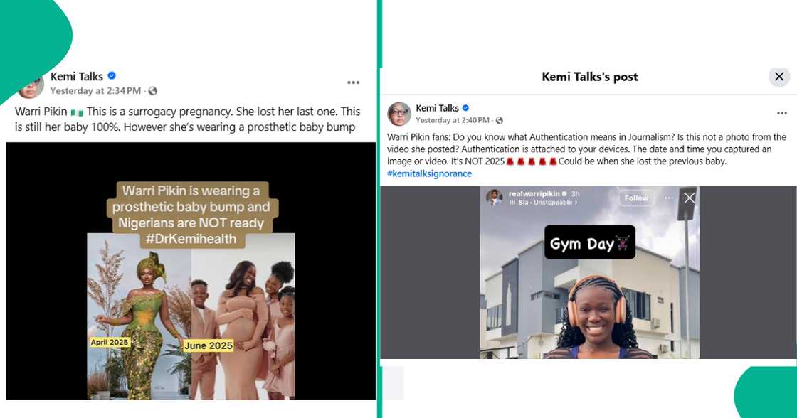 Journalist Kemi Olunloyo accuses comedienne Real Warri Pikin of faking her pregnancy. Journalist Kemi Olunloyo accuses comedienne Real Warri Pikin of faking her pregnancy.