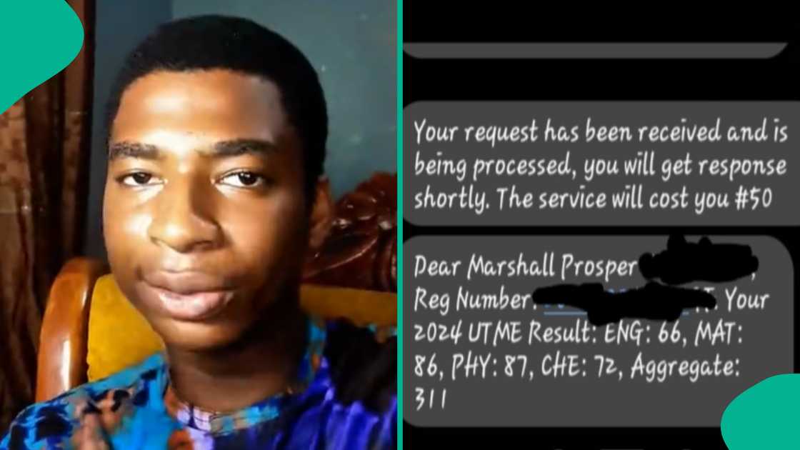 Brilliant student displays his UTME result. Brilliant student displays his UTME result.