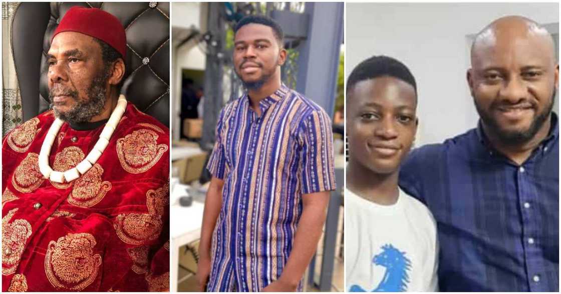 Pete Edochie, Yul and late son with Samuel King Pete Edochie, Yul and late son with Samuel King