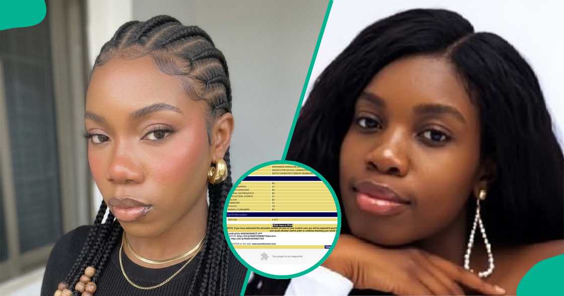 Nigerian lady shares her younger brother's WAEC result.