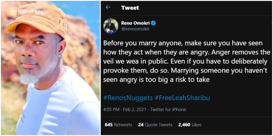 Marrying someone you haven't seen angry is too big a risk to take, Reno Omokri reveals Marrying someone you haven't seen angry is too big a risk to take, Reno Omokri reveals
