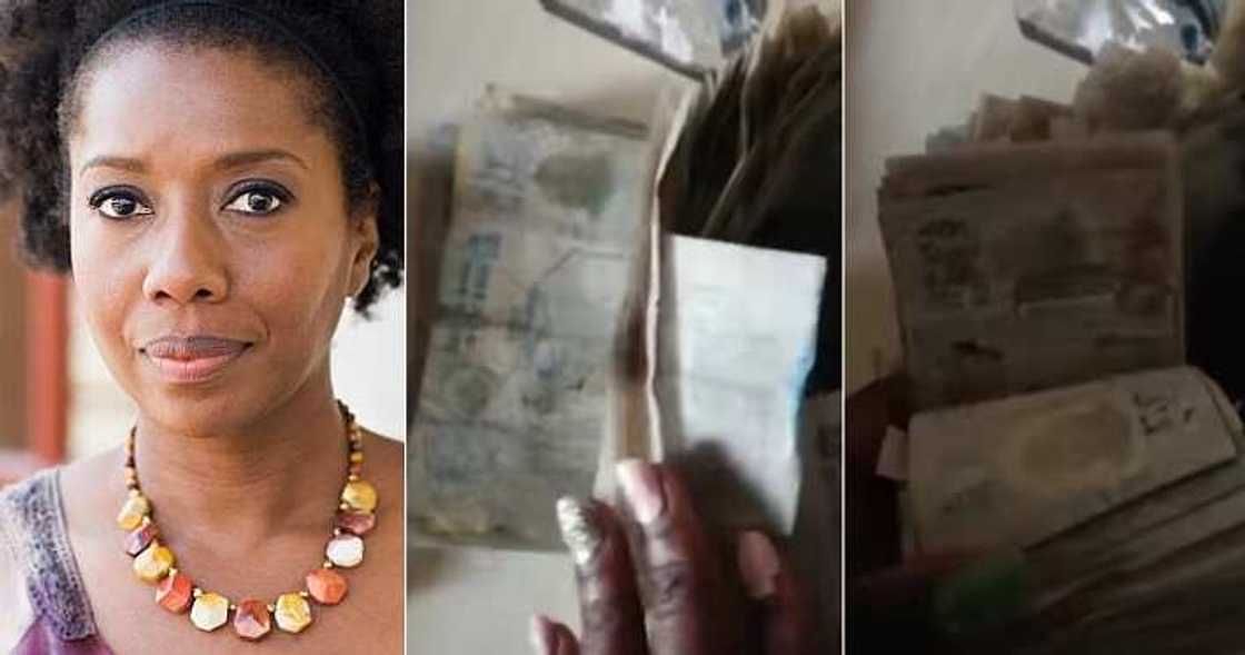 Lady receives torn notes at bank Lady receives torn notes at bank