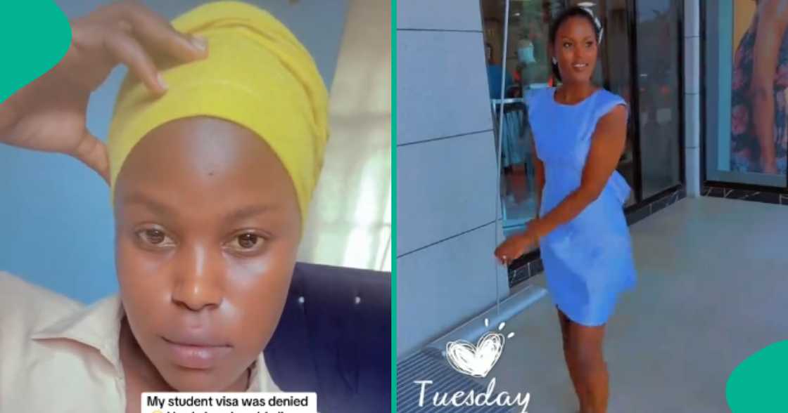 Lady sad as her study visa application gets rejected after selling all her furniture