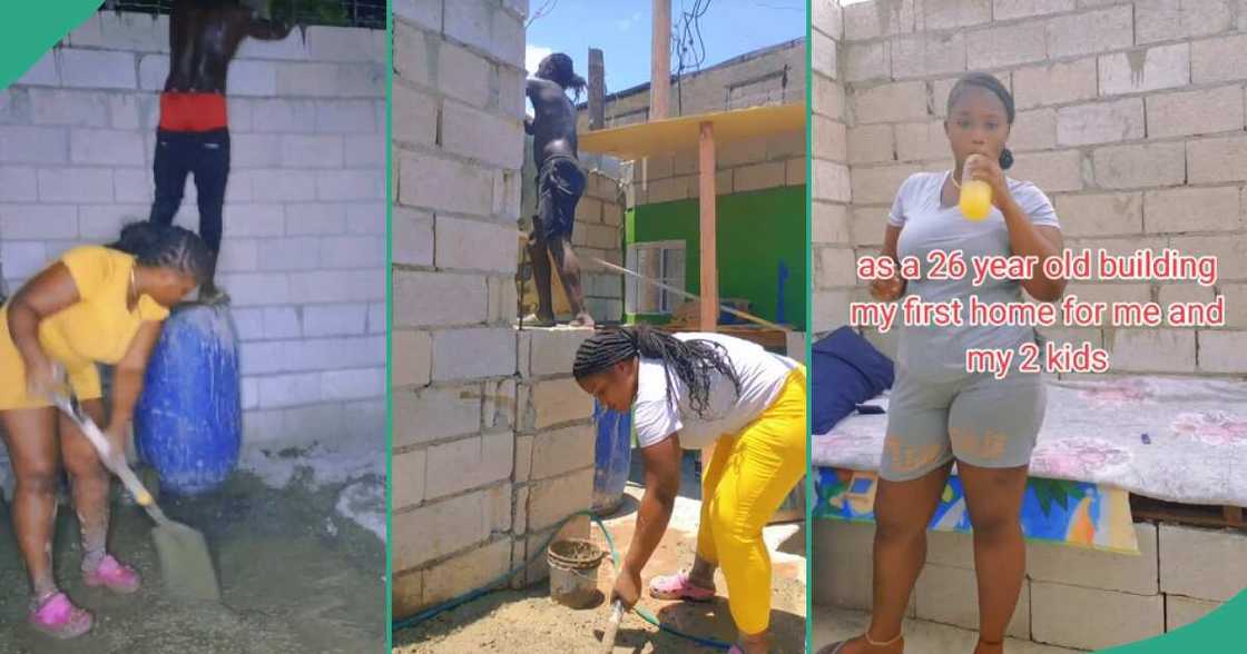 Video shows mum of 2 building her house herself Video shows mum of 2 building her house herself