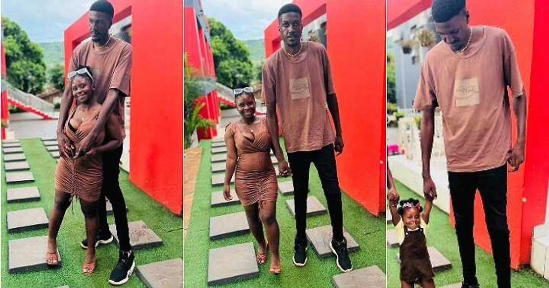 Photos of a doting couple, tall man and short woman Photos of a doting couple, tall man and short woman