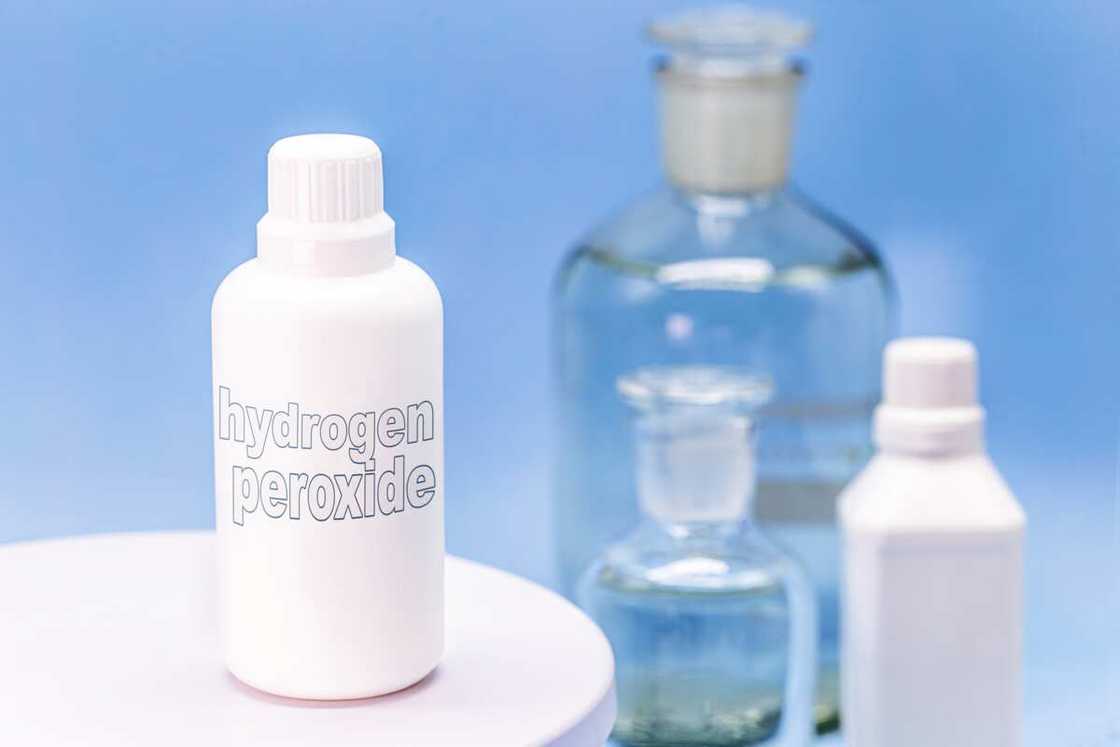 A hydrogen peroxide bottle