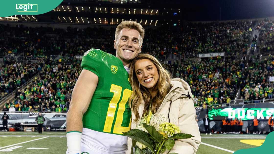 Izzy Nix and her husband, Bo Nix, at Autzen Stadium Izzy Nix and her husband, Bo Nix, at Autzen Stadium