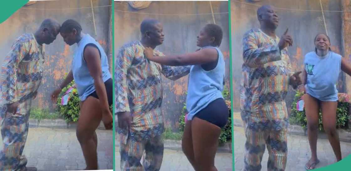Nigerian lady dancing with her father. Nigerian lady dancing with her father.