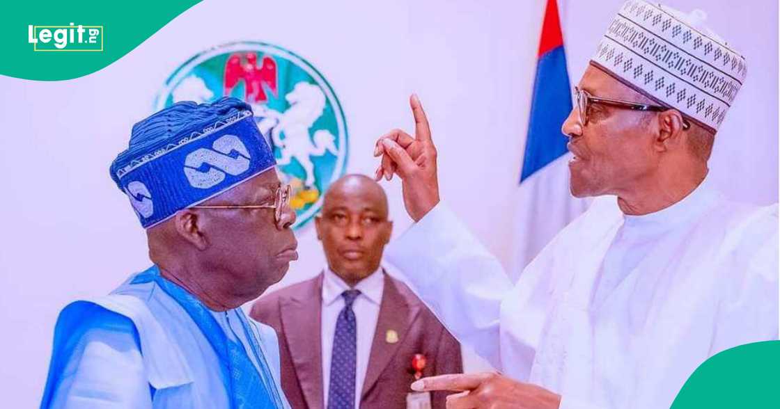 Shugaba Bola Tinubu da magabacinsa, Muhammadu Buhari. Shugaba Bola Tinubu da magabacinsa, Muhammadu Buhari.