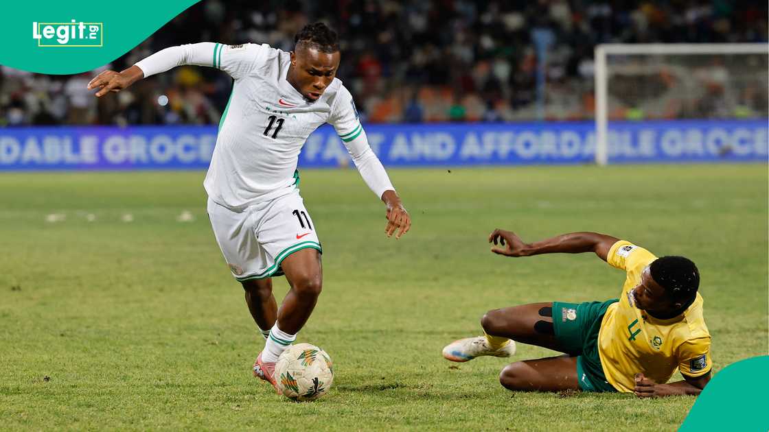 Samuel Chukwueze, Teboho Mokoena, Super Eagles, Nigeria, Free State Stadium, Bloemfontein, South Africa Samuel Chukwueze, Teboho Mokoena, Super Eagles, Nigeria, Free State Stadium, Bloemfontein, South Africa