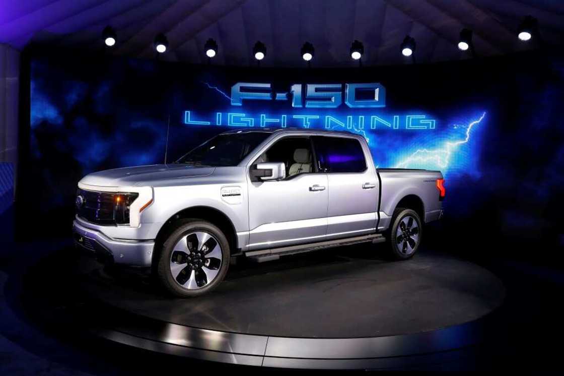 A Ford F-150 Lightning electric truck