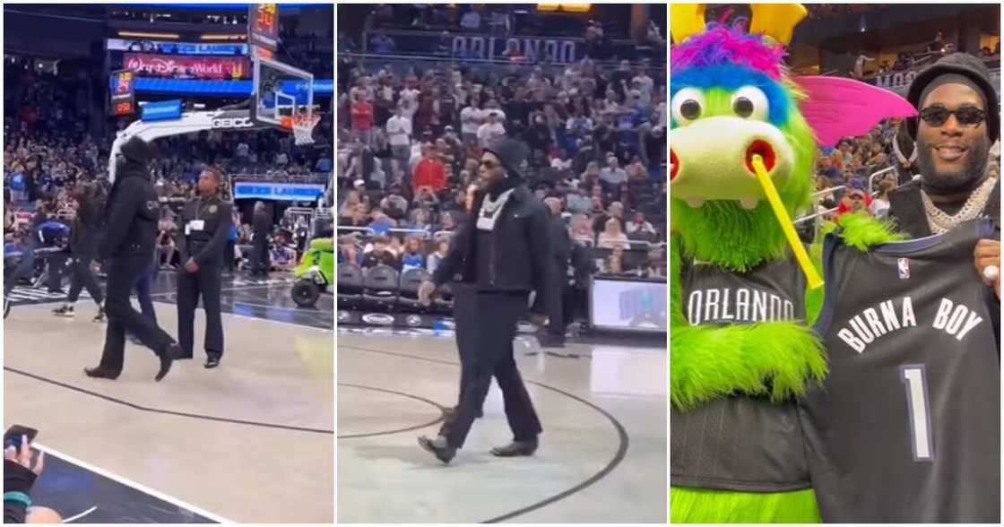 Photos of Burna Boy at Orlando Magic's home court