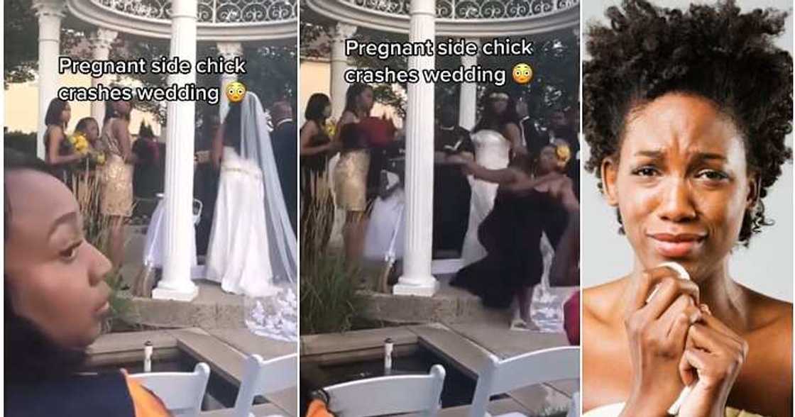 Sidechick crashes wedding, pregnant sidechick, tears