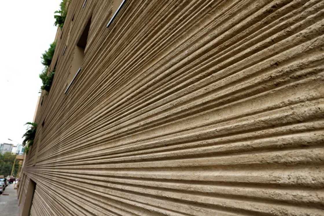 The wall of Ghotmeh's 'Stone Garden' The wall of Ghotmeh's 'Stone Garden'