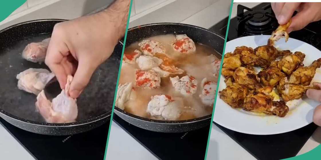 Man says he used water to fry chicken.