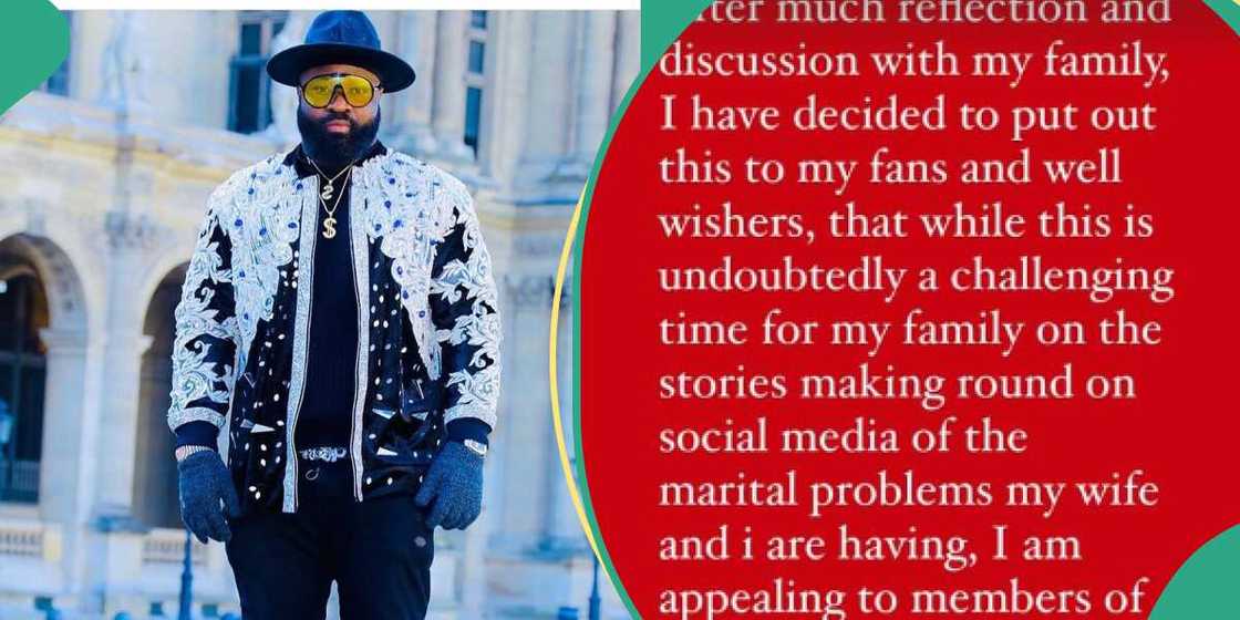 Screenshot of Harrysong's post addressing allegation about him and his wife