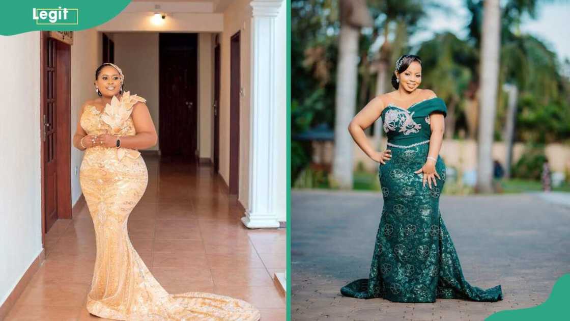 Plus size bridal Aso-Ebi train styles