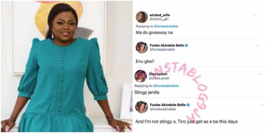 Things get as e be these days: Funke Akindele replies follower who called her stingy Things get as e be these days: Funke Akindele replies follower who called her stingy