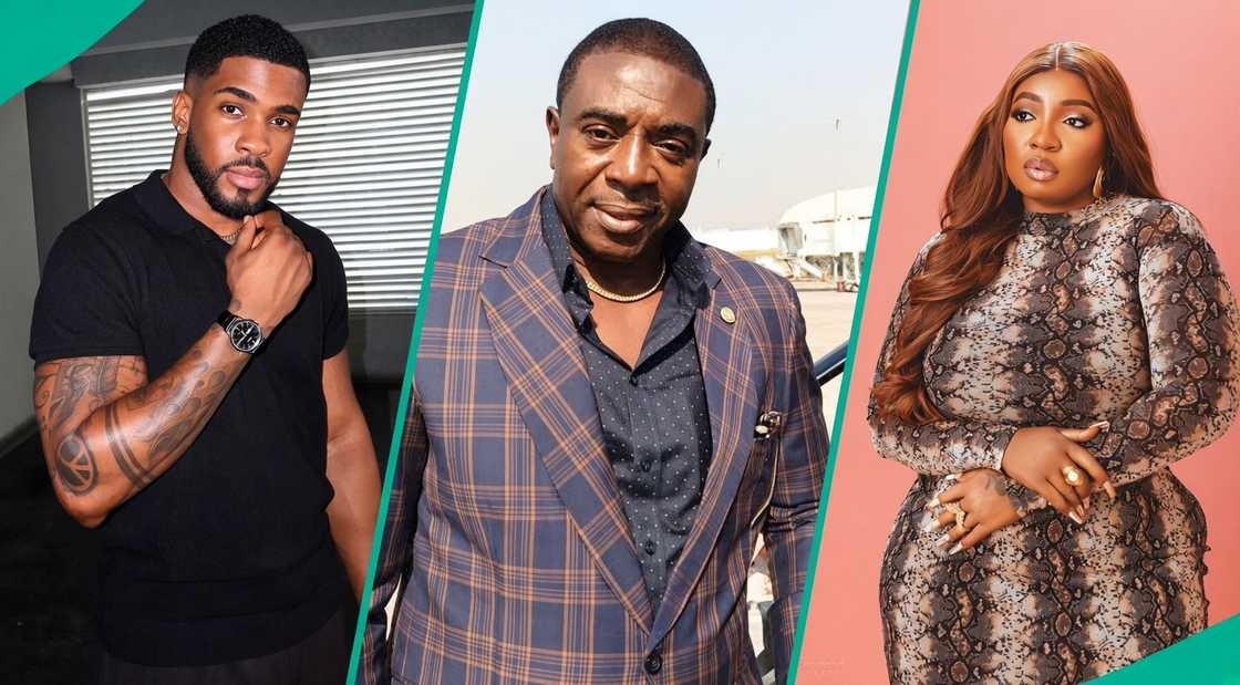 BBNaija star Bright Morgan presents a gift to veteran Nollywood actor Bob Manuel Udokwu on a movie set, Anita Joseph reacts BBNaija star Bright Morgan presents a gift to veteran Nollywood actor Bob Manuel Udokwu on a movie set, Anita Joseph reacts
