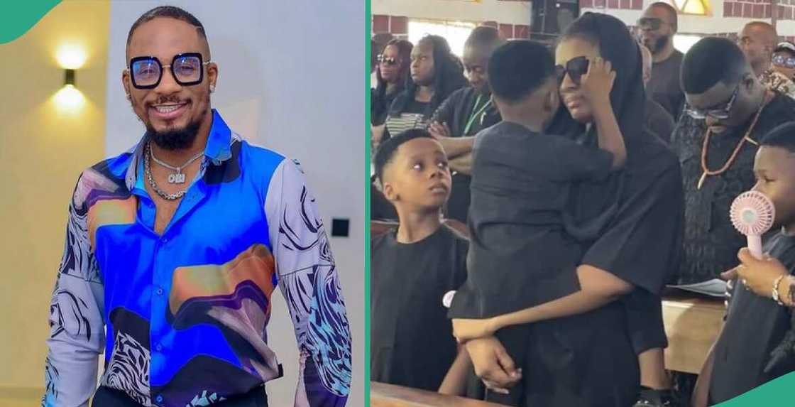 Reactions as lady shares what she noticed about Junior Pope's first son